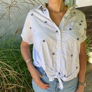 MADEWELL- Embroidered Peace Sign Shirt- Size Small